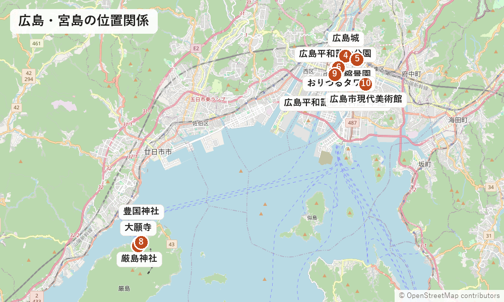 広島・宮島の位置関係